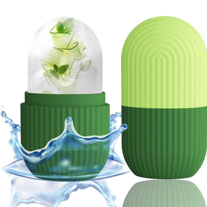 Ice Roller for Face and Eye, Upgrated Ice Face Roller Puffiness Relief Ice Roller Skin Care Tools, Ice Facial Cube, Gua Sha Face Massage, Silicone Ice Mold for Face Beauty(Green)