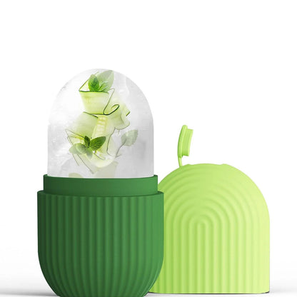 Ice Roller for Face and Eye, Upgrated Ice Face Roller Puffiness Relief Ice Roller Skin Care Tools, Ice Facial Cube, Gua Sha Face Massage, Silicone Ice Mold for Face Beauty(Green)