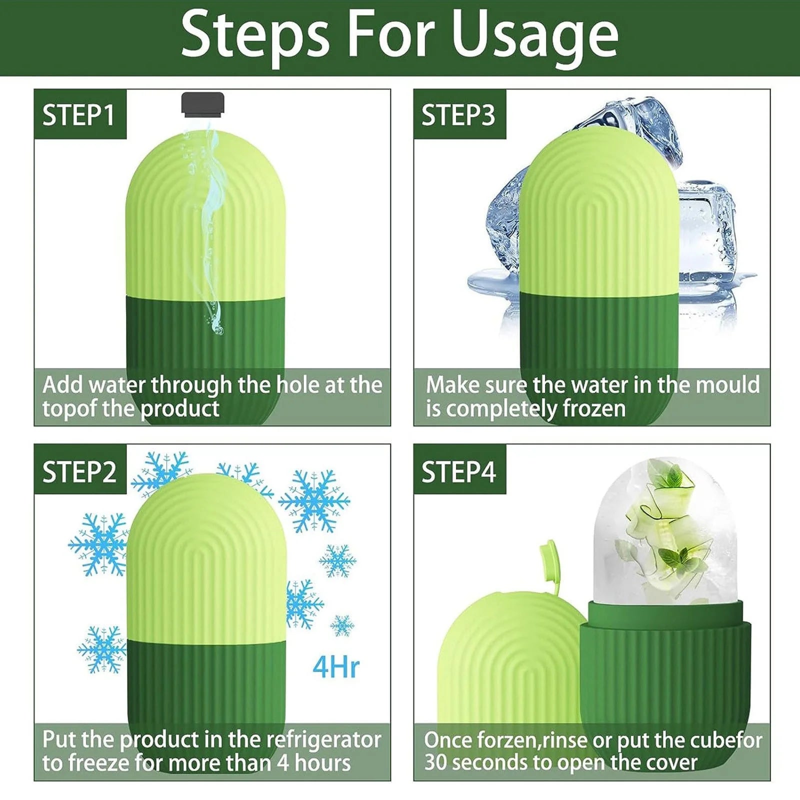 Ice Roller for Face and Eye, Upgrated Ice Face Roller Puffiness Relief Ice Roller Skin Care Tools, Ice Facial Cube, Gua Sha Face Massage, Silicone Ice Mold for Face Beauty(Green)