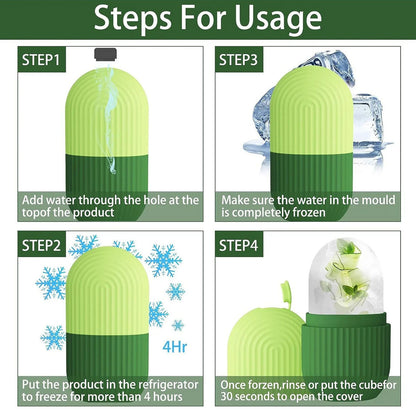 Ice Roller for Face and Eye, Upgrated Ice Face Roller Puffiness Relief Ice Roller Skin Care Tools, Ice Facial Cube, Gua Sha Face Massage, Silicone Ice Mold for Face Beauty(Green)