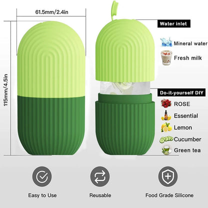 Ice Roller for Face and Eye, Upgrated Ice Face Roller Puffiness Relief Ice Roller Skin Care Tools, Ice Facial Cube, Gua Sha Face Massage, Silicone Ice Mold for Face Beauty(Green)